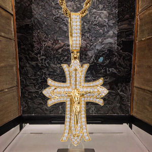 Joyería de Moda Hip Hop con Forma de Cruz, Brillante, con Piedras Preciosas de Moissanita VVS, Plata de Ley 925, Chapado en Rodio - Product Image 3