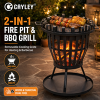 Brasero en fer robuste Cayley pour extérieur, camping, terrasse, jardin, barbecue et chauffage