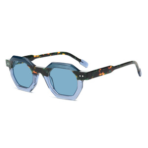 2092 di design di lusso acetato di occhiali da sole polarizzati da donna uomo Logo personalizzato spesso Retro Splicing più giallo grigio - Product Image 3