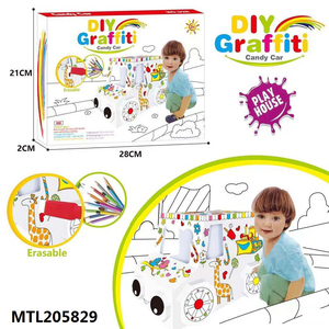 子供インタラクティブ3DグラフィティアセンブリDIY着色絵画段ボールハウスおもちゃ描画おもちゃ - Product Image 4