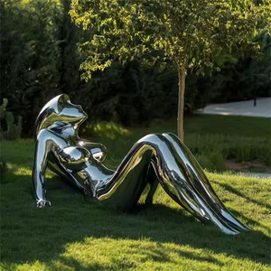 Estatua de <span class=keywords><strong>mujer</strong></span> reclinable de acero inoxidable decorativa para exteriores, escultura de figura de Metal chapada, pintura de Halloween a la venta - Product Image 3