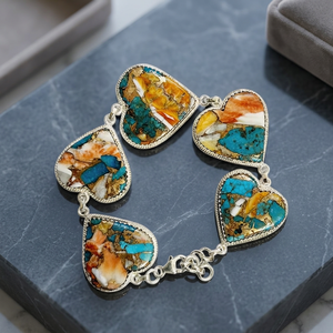 Bracelet en argent sterling 925 avec chaîne à maillons perlés, taille ajustable, turquoise naturelle, style bohème, plaqué rhodium, cadeau pour fête - Product Image 3