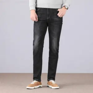 Высококачественные повседневные длинные брюки мужские джинсы модные мужские джинсы Узкие прямые деловые брюки черные джинсы для мужчин