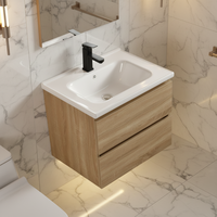 Meubles-lavabos muraux modernes de haute qualité, résistants à l'eau et écologiques, avec vasque intégrée, vente en gros à prix abordable
