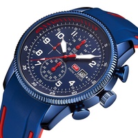 Montre pour homme MINI FOCUS 0379G, analogique, style antique, chronographe Miyota, tachymètre, étanche, quartz, sport, lumineuse, silicone