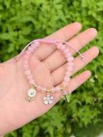 Bracelet ajustable en cuivre avec mini-breloques en émail en forme de crème glacée et perles de verre bleues, vente en gros pour cadeau