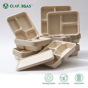 Bán buôn phân hủy sinh học bã mía vỏ sò bao bì hộp sợi mía, nắp có bản lề - Product Image 6