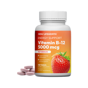 Integratore Organico in Compresse per Adulti Lifeworth OEM, Vitamina B12 Naturale per Migliorare l'Energia e l'Immunità, Personalizzabile - Product Image 1