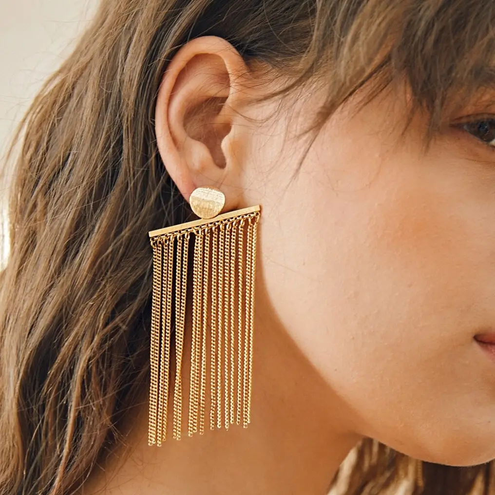 Wholesale Bohemia Ethnic Sector Gold Jhumka Earrings Indian Jewelry Ethnic Hippie Tribe Boho Bells Tassel Dangle Earrings