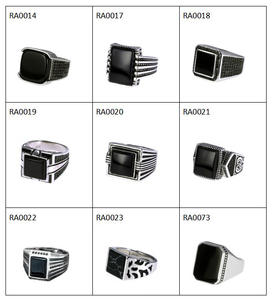 Anelli turchi in autentico argento 925 massiccio per gli uomini anelli neri con quadrato in pietra naturale <span class=keywords><strong>onice</strong></span> argento Vintage gioielli da <span class=keywords><strong>uomo</strong></span> - Product Image 3