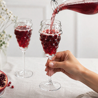 Lot de 3 gobelets en verre gaufré motif raisin, transparents, sans BPA, pour cocktails et vins, idéaux pour mariages, fêtes, cadeaux de Noël, vente en gros, OEM