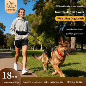 Correa de Cintura Multifuncional para Mascotas, Ajustable, de Nailon a Rayas, con Bolsa, Retráctil, con Costuras Reflectantes - Product Image 1