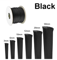 Tubo de malla trenzada expandible de PET negro antidesgarro para envolver arneses de cables automotrices