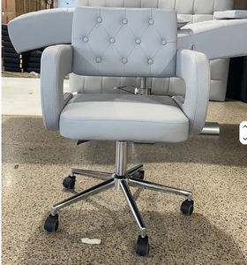 Chaise de technicien argentée pour salon de beauté, tabouret de luxe moderne hydraulique pour clinique et salon de manucure avec dossier - Product Image 2