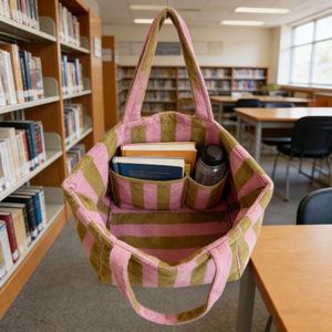 Womens Striped Terry Cloth Shopping <b>Large</b> Capacity <b>Beach</b> Handbag Portable Storage <b>Bag</b> - Product Image 2