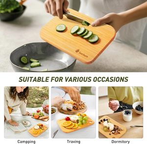 Set da 2 Taglieri in Legno <span class=keywords><strong>di</strong></span> Bambù Ecologici, Leggeri e Non Tossici, per Servire Salumi e Campeggio, Mini Set da Chef - Product Image 4