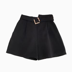 Pantaloncini da ufficio estivi coreani a vita elastica da donna <span class=keywords><strong>Mini</strong></span> pantaloncini a vita alta con cintura a gamba larga e <span class=keywords><strong>Sexy</strong></span> pantaloncini da ufficio tinta unita - Product Image 5