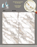 Carreaux de céramique de luxe à texture pierre dorée fluide, épaisseur 10 mm, 800x800 mm, poli brillant, antidérapant, pour sols de hall, KTV, bar, cour
