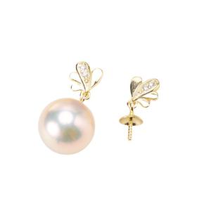 20374DIY <b>Silver</b> Jewelry Earrings S925 <b>Silver</b> Earnail with Empty Tray Leaf 8-11mm Round <b>Beads</b> Pearl Accessories Accessory - Product Image 3
