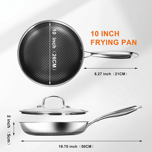 High Quality Triply Stainless Steel Ceramic Nonstick Saute <b>Pan</b> Honeycomb Design Glass Cover 4-5L Capacity <b>Induction</b> Ready Bottom - Product Image 6