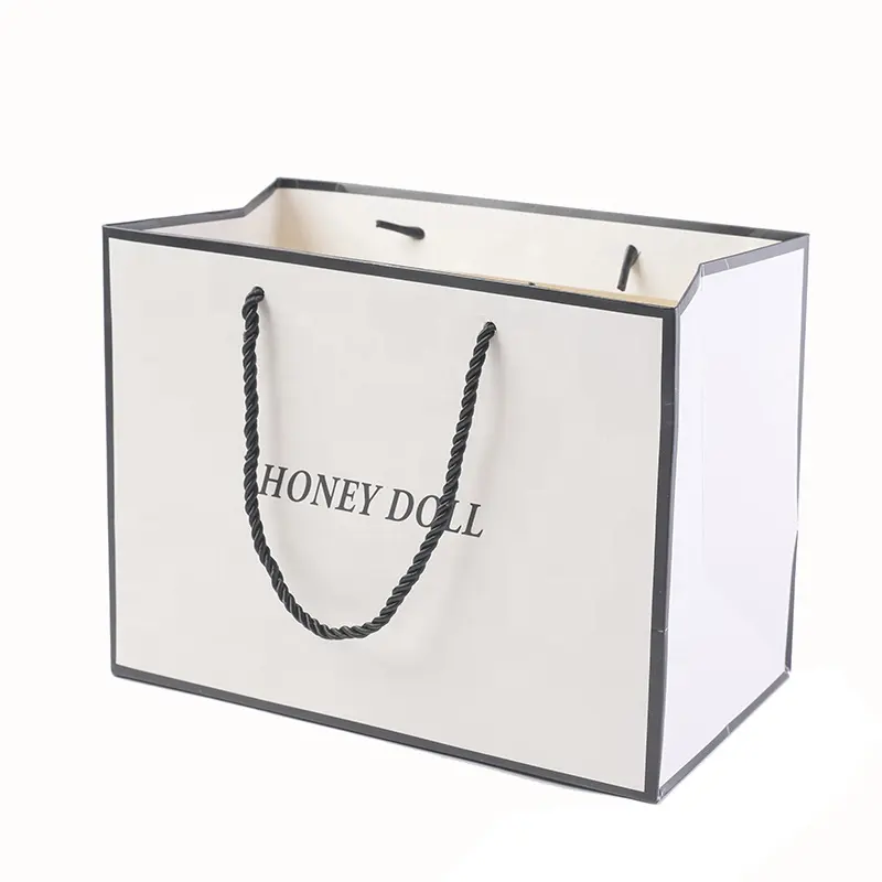 Bolsa de papel impermeável para presente, bolsa de papel de carimbo profissional de luxo com logotipo