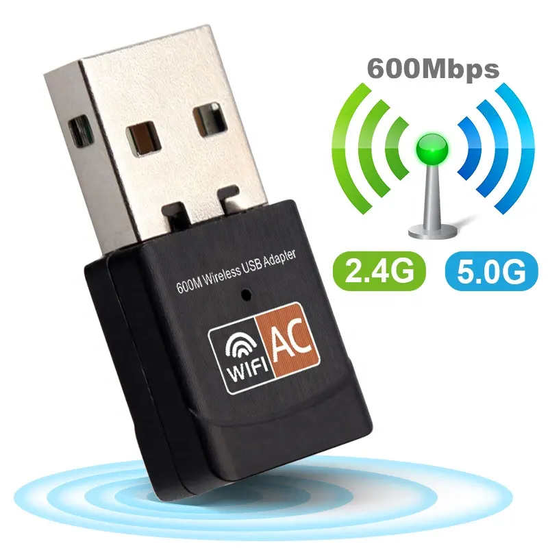 Draadloze Usb Wifi Adapter 600Mbps Wifi Dongle Pc Netwerkkaart Dual Band 2.4Ghz 5Ghz Adapter Lan Usb Ethernet Ontvanger