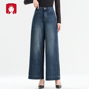 Buyi Liren Ge 2025 - Pantalones vaqueros de invierno para mujer, cintura alta, pierna ancha, forro polar cálido, lavado oscuro, estilo casual, sueltos, con botones, color liso - Product Image 4