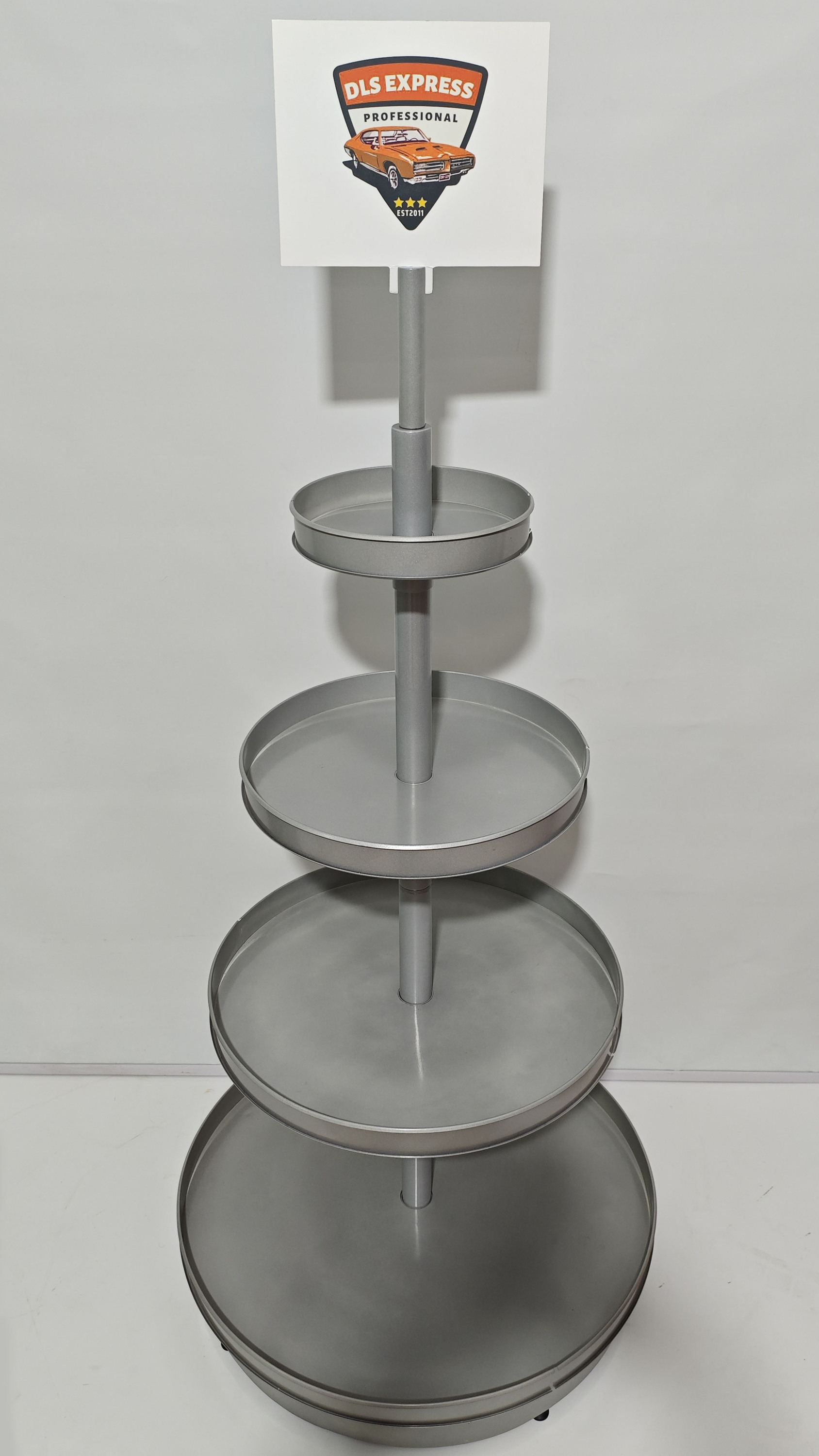 Detachable Round Wine Display Stand 4 Tier Circle Display Racks Metal Beverage Drink Shelf with Adjustable Feet — view 4