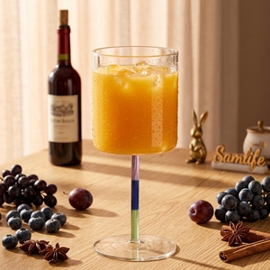 Samlife-RW26123 Verre à vin en borosilicate résistant à la chaleur, dégradé 3 couleurs, soufflé à la main, pour centre de table de mariage - Product Image 1