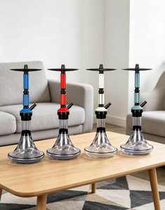 Set de Hookah Transparente con Base de Vidrio y Aluminio, Pipa de Metal para Tabaco con Bandeja para Cenador o Bar - Product Image 4