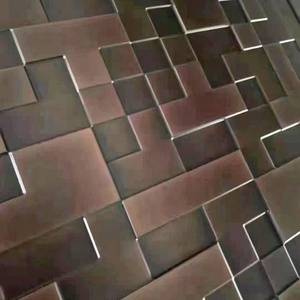 만들기 오래 된 금 황동 청동 매트 패턴 304 산성 에칭 스테인레스 스틸 벽 패널 - Product Image 2