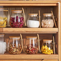Récipient de stockage alimentaire en verre borosilicate haute résistance hermétique avec couvercle en bambou 350-1000 ml Design minimaliste moderne pour le rangement de la cuisine
