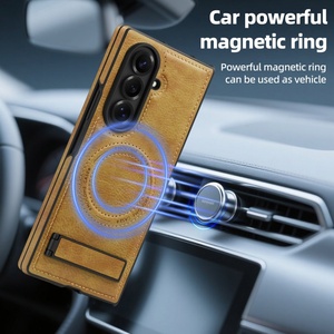 Wholesale Magnetic PU Leather Phone Case for Samsung Fold 7 3 4 5 6 With Hidden Strip <b>Stand</b> <b>Wireless</b> <b>Charging</b> Shockproof Cover - Product Image 6