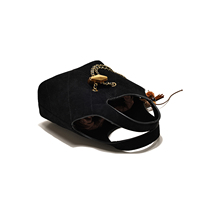 Sac seau losange vintage en similicuir suédé PU, sac à main rétro pour femme, mini sac à bandoulière avec pompon