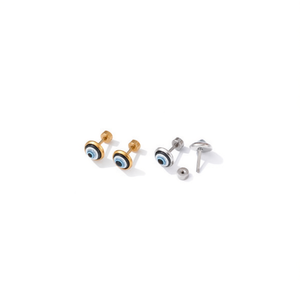 Orecchini a perno reversibili con occhio blu in acciaio inossidabile, gioielli piercing a doppio uso - Product Image 2