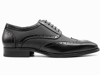 Chaussures Richelieu brogues en cuir véritable noir tressé et gaufré pour hommes, à lacets, bout rond, pour le bureau, les affaires et les mariages