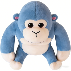 Peluche de gorila azul, peluche de gorila sentado, peluche de gorila adorable, peluche de mono suave, peluche de gorila. - Product Image 4
