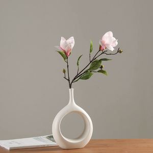 Jarrón de Flores Redondo Hueco con Diseño Artístico de Partículas Escarchadas - Product Image 1