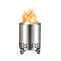Brasero de table en acier inoxydable, réchaud de camping portable d'extérieur, brûleur à bois anti-fumée et coupe-vent