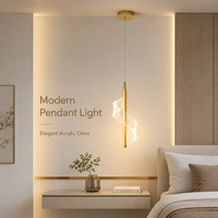 Lampe suspendue moderne de luxe en acrylique en spirale, finition or brossé, LED tricolore, pour chevet, couloir, salle à manger, bar, vente en gros