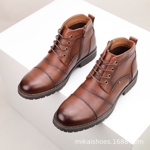 Nouvelles Chaussures en Cuir Mi-Mollet Respirantes pour Hommes, Grande Taille, Style Britannique Décontracté, Rétro, à Trois Pièces, pour le Commerce International - Product Image 3