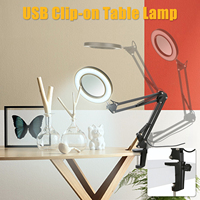Pince-sur bras oscillant Dimmable éclairé loupe de bureau Led lampe de Table lecture beauté ongles col de cygne lampe de table