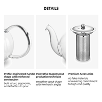 Teko Kaca dengan Infuser Stainless Steel 304 1200ml / 40.58oz, Pot Teh Borosilikat Bening untuk Teh Dingin, Teh Susu, Pesta, dan Rumah