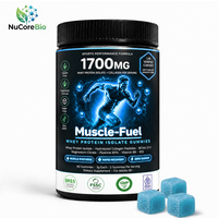 Gummies de protéines de lactosérum isolées (WPI) avec huile MCT et L-glutamine pour la croissance musculaire, la récupération post-entraînement et l'énergie, 60 unités