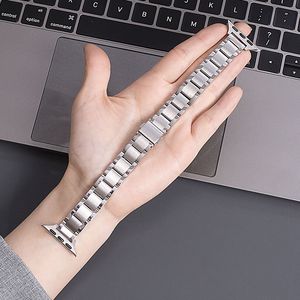 Upro Luxury 3 Beads Metal Solid Stainless Steel Smart Watch Wrist Strap for apple Watch Series 11 10 S11 <b>S10</b> 46mm 49mm 42mm - Product Image 2