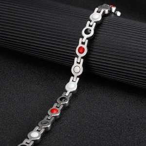 Magnetic Stainless Steel Chain Link Trendy Unisex <b>Bracelet</b> Wholesale Luxury Silver <b>Crystal</b> Jewelry Daily Health Care Fashion - Product Image 3