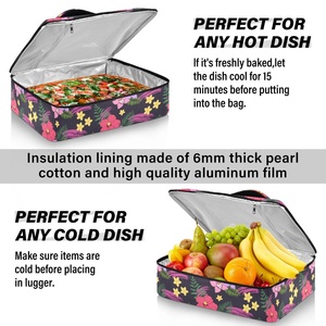 Hawaiian New Arrival Custom Tropical Flower Print BBQ Thermal Insulated Portable Lunch Cooler Pizza Carrier Bag for Delivery - Product Image 5