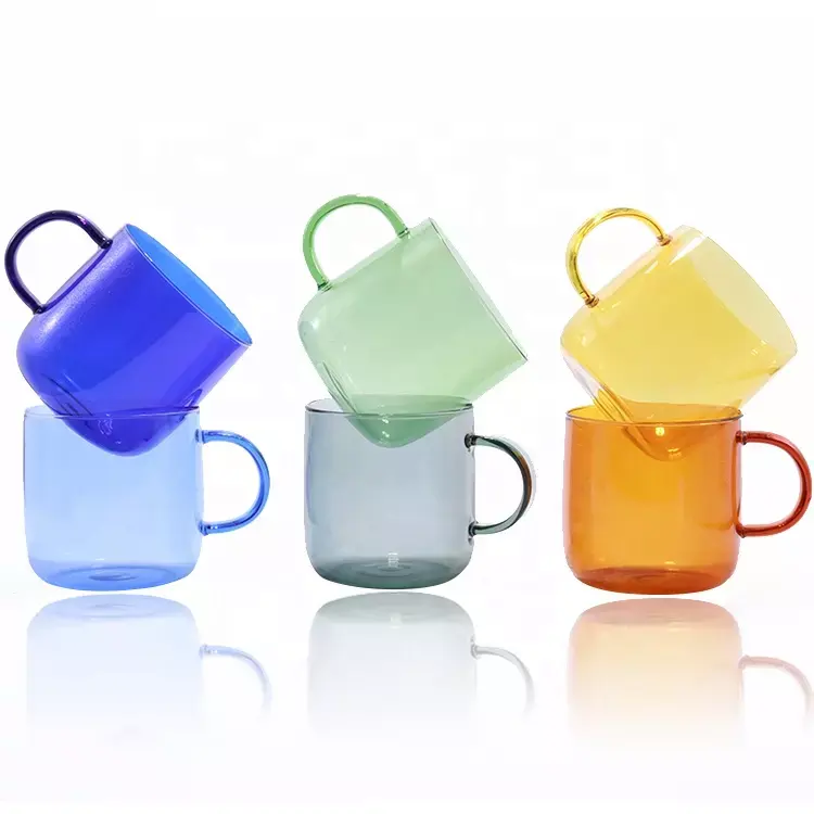 Manufacturer wholesale 350ml colorful high borosilicate glass water cup Event & Party supplies single wall glass cup