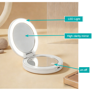 Espejo de Maquillaje Plegable de Doble Cara, Portátil y Personalizado al por Mayor, con Luz LED para Mujer - Product Image 2
