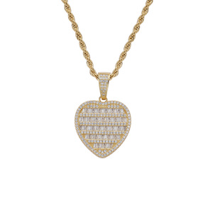 Colgante de hip-hop en forma de corazón, accesorios de cobre con circonita, collar de amor, colgante redondo multicapa de circonita para combinar. - Product Image 5